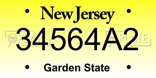 34564A2 New Jersey License Plate