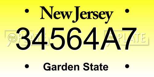 34564A7 New Jersey License Plate