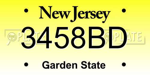 3458BD New Jersey License Plate