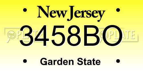 3458BO New Jersey License Plate