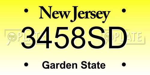 3458SD New Jersey License Plate
