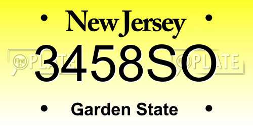 3458SO New Jersey License Plate