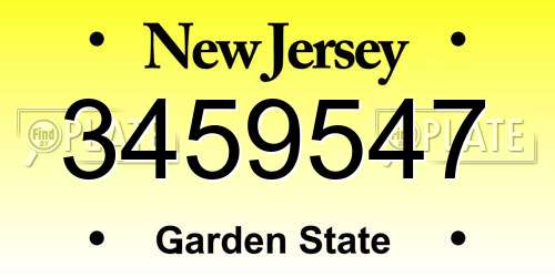 3459547 New Jersey License Plate