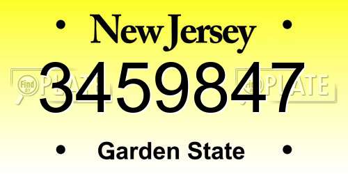 3459847 New Jersey License Plate