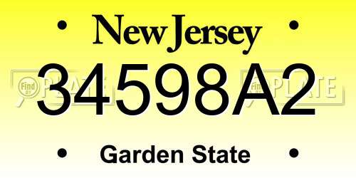 34598A2 New Jersey License Plate