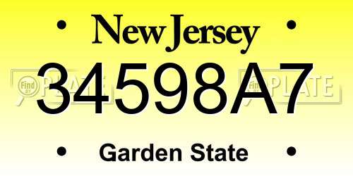 34598A7 New Jersey License Plate