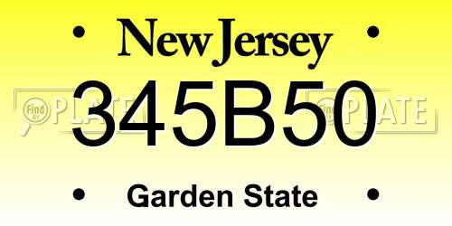345B50 New Jersey License Plate