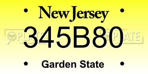 345B80 New Jersey License Plate