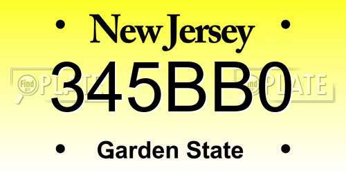 345BB0 New Jersey License Plate