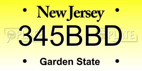 345BBD New Jersey License Plate
