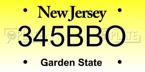 345BBO New Jersey License Plate