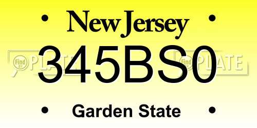 345BS0 New Jersey License Plate