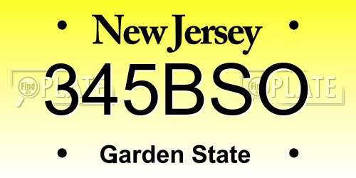 345BSO New Jersey License Plate