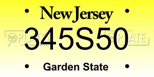 345S50 New Jersey License Plate