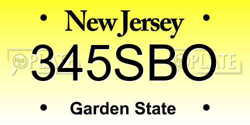 345SBO New Jersey License Plate