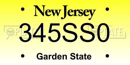 345SS0 New Jersey License Plate