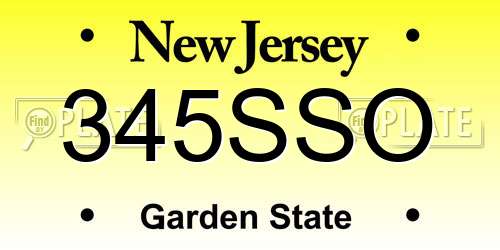 345SSO New Jersey License Plate