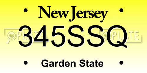 345SSQ New Jersey License Plate