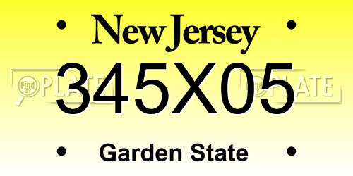 345X05 New Jersey License Plate