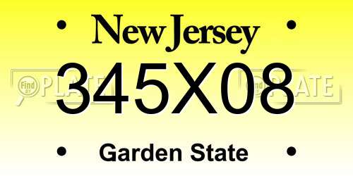 345X08 New Jersey License Plate