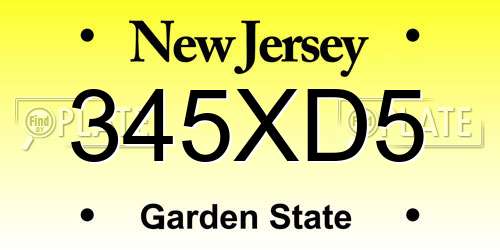 345XD5 New Jersey License Plate