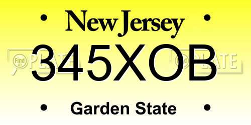 345XOB New Jersey License Plate