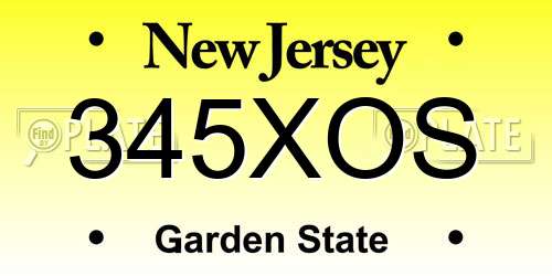 345XOS New Jersey License Plate