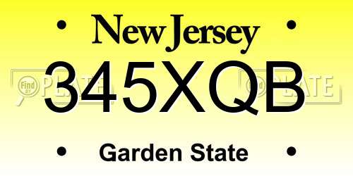 345XQB New Jersey License Plate