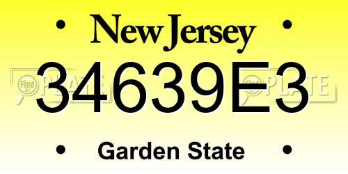 34639E3 New Jersey License Plate