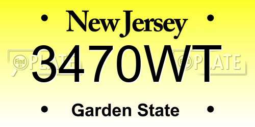 3470WT New Jersey License Plate