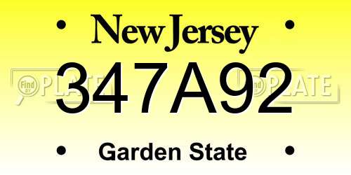 347A92 New Jersey License Plate