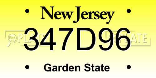 347D96 New Jersey License Plate