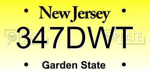 347DWT New Jersey License Plate