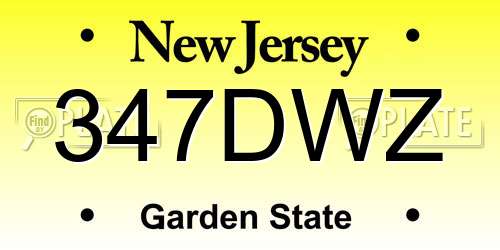 347DWZ New Jersey License Plate