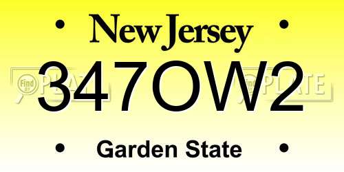 347OW2 New Jersey License Plate