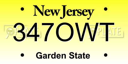 347OWT New Jersey License Plate