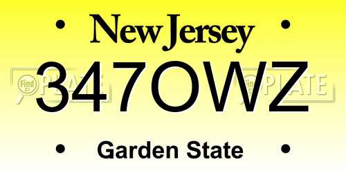 347OWZ New Jersey License Plate