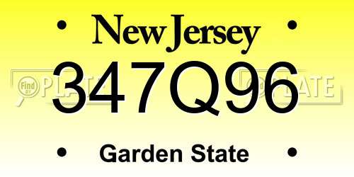 347Q96 New Jersey License Plate