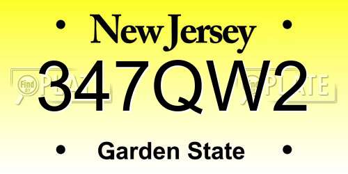 347QW2 New Jersey License Plate