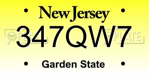 347QW7 New Jersey License Plate