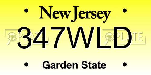 347WLD New Jersey License Plate