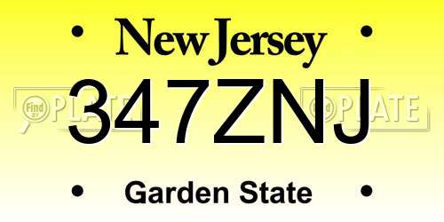 347ZNJ New Jersey License Plate