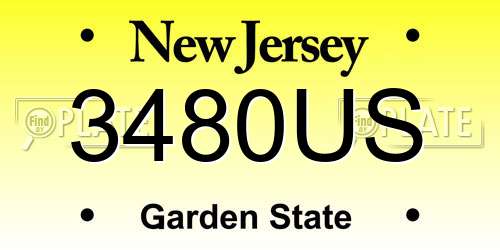 3480US New Jersey License Plate