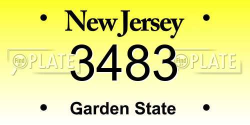 3483 New Jersey License Plate