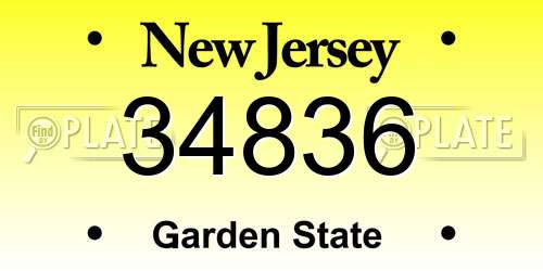 34836 New Jersey License Plate