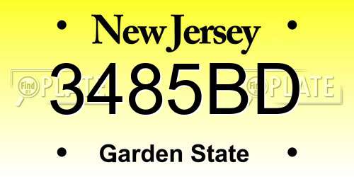 3485BD New Jersey License Plate