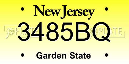 3485BQ New Jersey License Plate