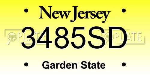 3485SD New Jersey License Plate