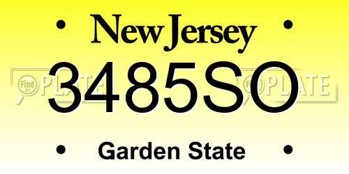 3485SO New Jersey License Plate