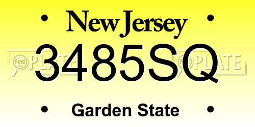 3485SQ New Jersey License Plate